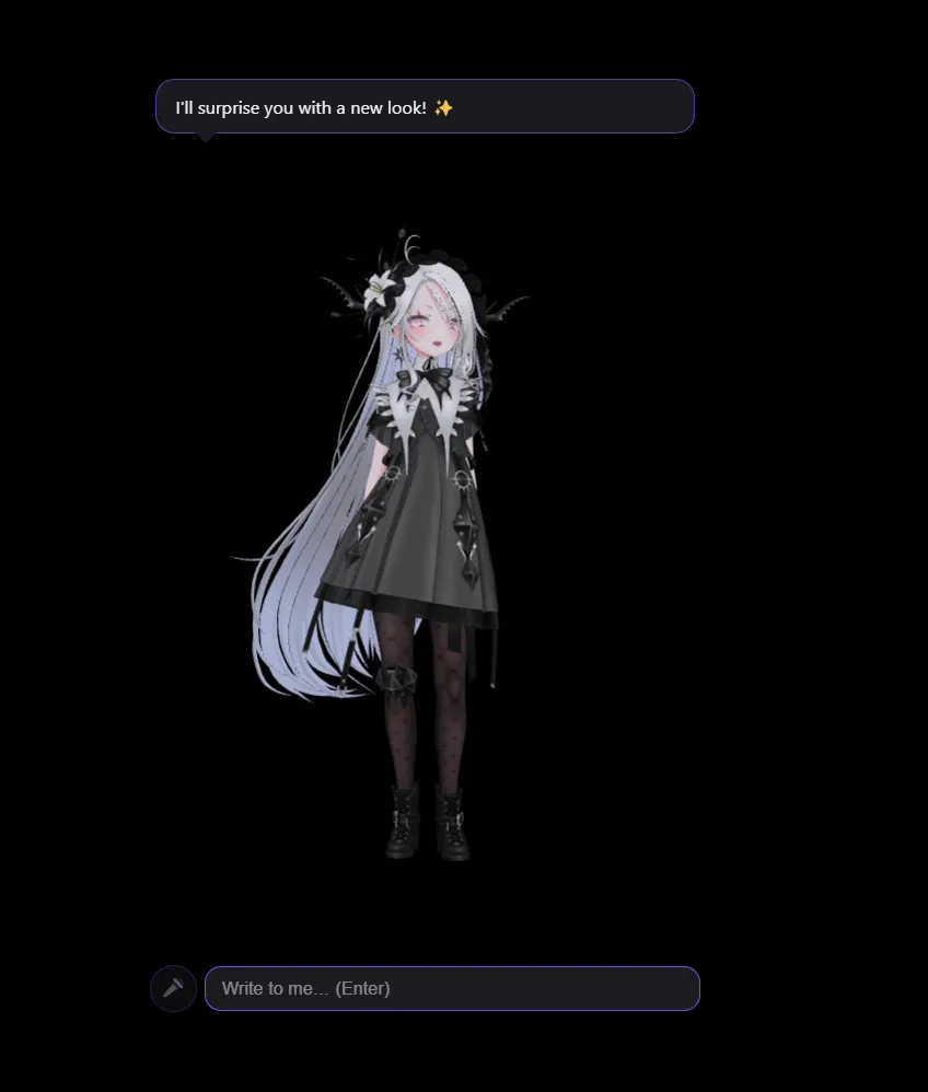 Lseja in a dress — she changes outfits on command